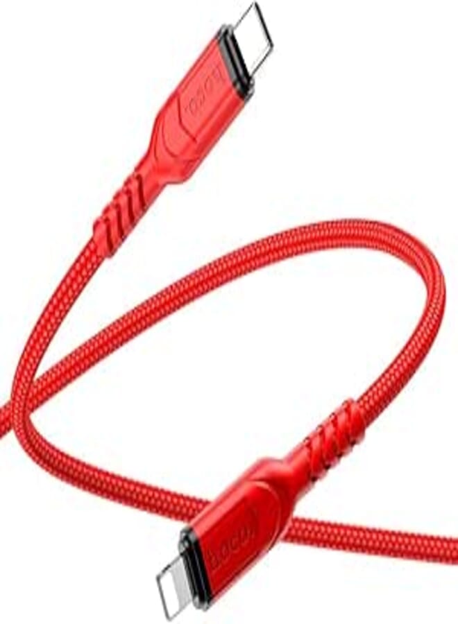 Hoco X59 - Victory PD, Charging And Data Transmission Cable, Lightning (2M -20W) Compatible With Apple Iphone Ipad Samsung Huawei Xiaomi Oppo - Red